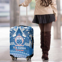 Toa Samoa Rugby Custom Luggage Cover Uso aso uma Samoan Pattern Blue - Polynesian Pride