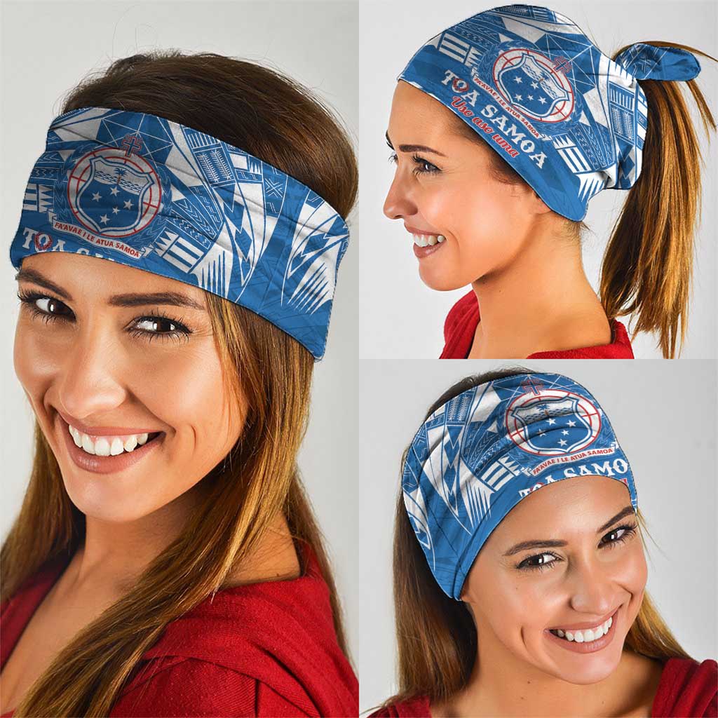 Toa Samoa Rugby Custom Neck Gaiter Uso aso uma Samoan Pattern Blue - Polynesian Pride