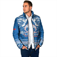 Toa Samoa Rugby Custom Padded Jacket Uso aso uma Samoan Pattern Blue - Polynesian Pride