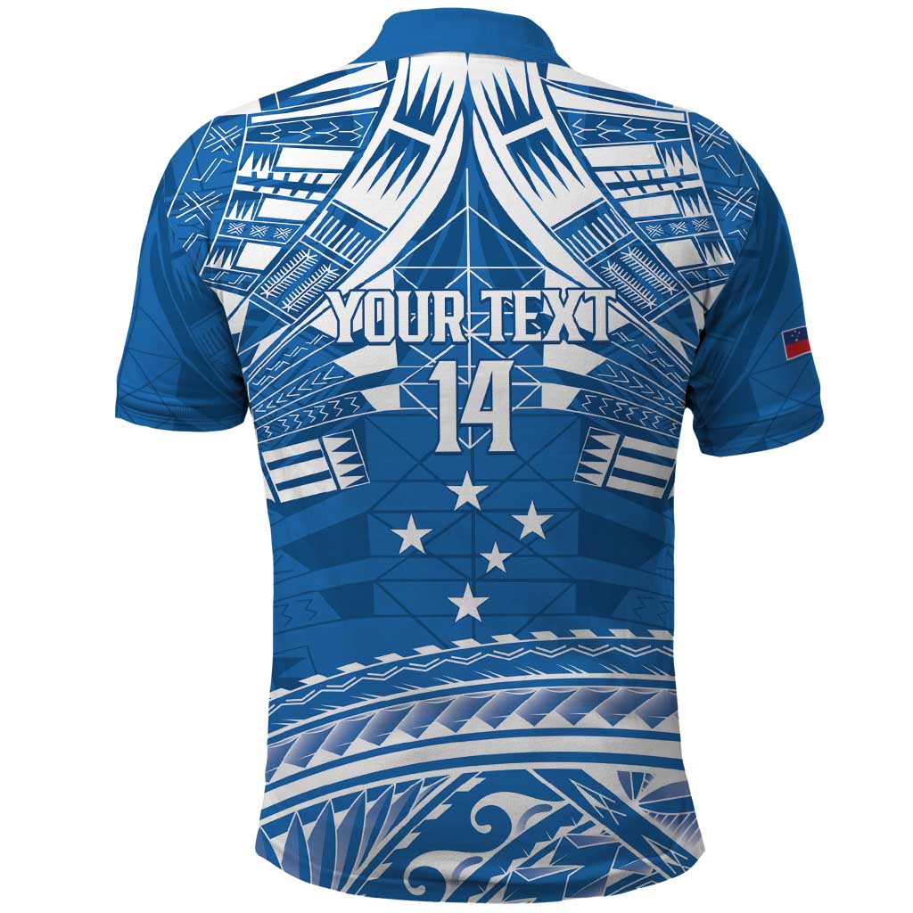 Toa Samoa Rugby Custom Polo Shirt Uso aso uma Samoan Pattern Blue - Polynesian Pride
