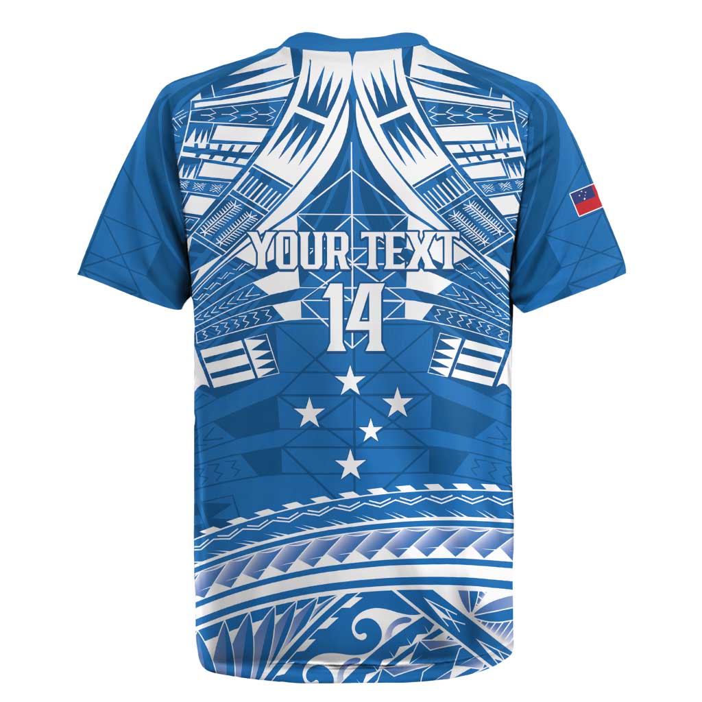 Toa Samoa Rugby Custom Rugby Jersey Uso aso uma Samoan Pattern Blue - Polynesian Pride