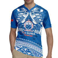 Toa Samoa Rugby Custom Rugby Jersey Uso aso uma Samoan Pattern Blue - Polynesian Pride