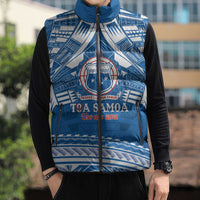 Toa Samoa Rugby Custom Sleeveless Puffer Jacket Uso aso uma Samoan Pattern Blue - Polynesian Pride