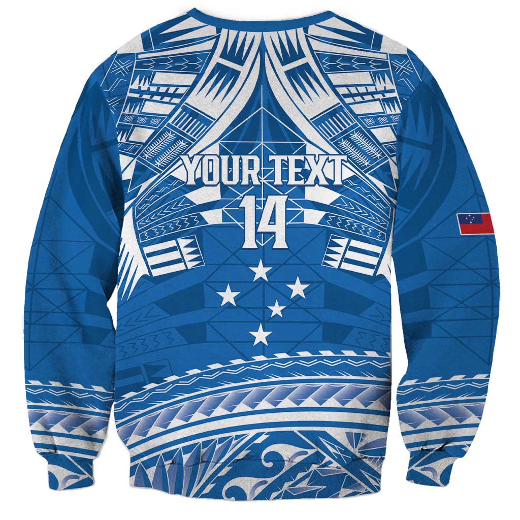 Toa Samoa Rugby Custom Sweatshirt Uso aso uma Samoan Pattern Blue - Polynesian Pride