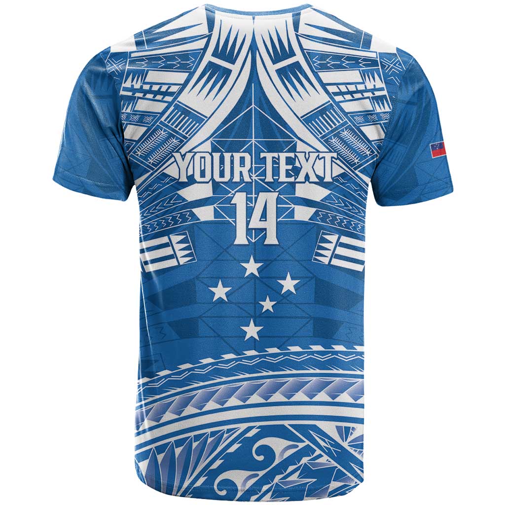 Toa Samoa Rugby Custom T Shirt Uso aso uma Samoan Pattern Blue - Polynesian Pride