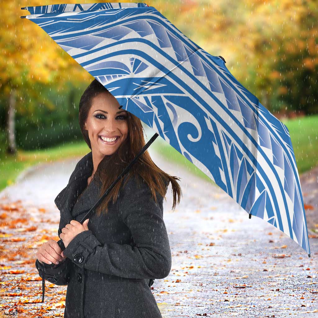 Toa Samoa Rugby Custom Umbrella Uso aso uma Samoan Pattern Blue - Polynesian Pride
