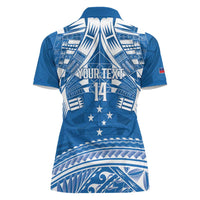 Toa Samoa Rugby Custom Women Polo Shirt Uso aso uma Samoan Pattern Blue - Polynesian Pride