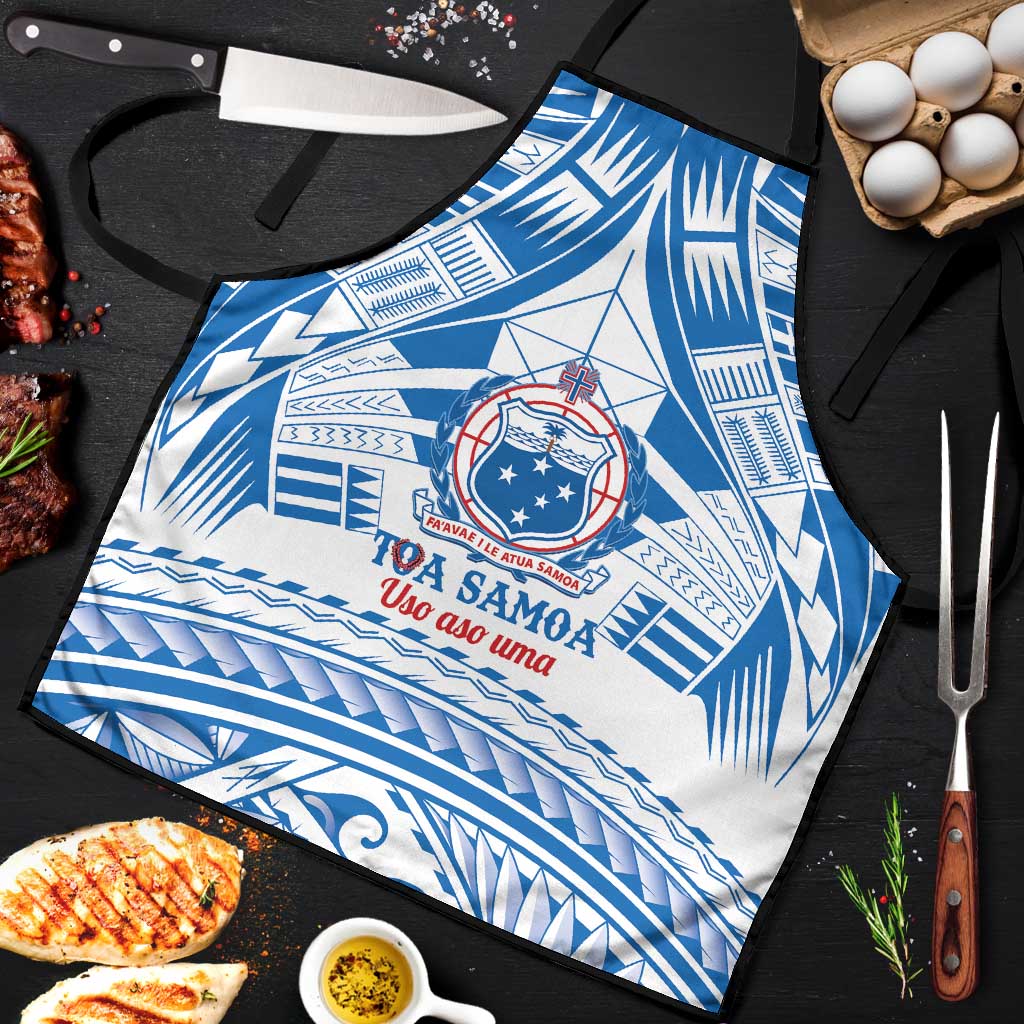 Toa Samoa Rugby Custom Apron Uso aso uma Samoan Pattern White - Polynesian Pride
