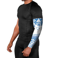 Toa Samoa Rugby Custom Arm Sleeves Uso aso uma Samoan Pattern White - Polynesian Pride