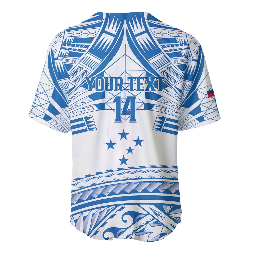 Toa Samoa Rugby Custom Baseball Jersey Uso aso uma Samoan Pattern White - Polynesian Pride
