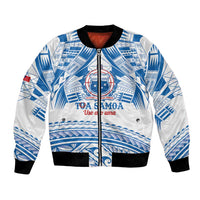 Toa Samoa Rugby Custom Bomber Jacket Uso aso uma Samoan Pattern White - Polynesian Pride