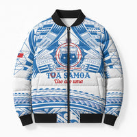 Toa Samoa Rugby Custom Bomber Puffer Jacket Uso aso uma Samoan Pattern White - Polynesian Pride