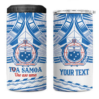 Toa Samoa Rugby Custom 4 in 1 Can Cooler Tumbler Uso aso uma Samoan Pattern White - Polynesian Pride