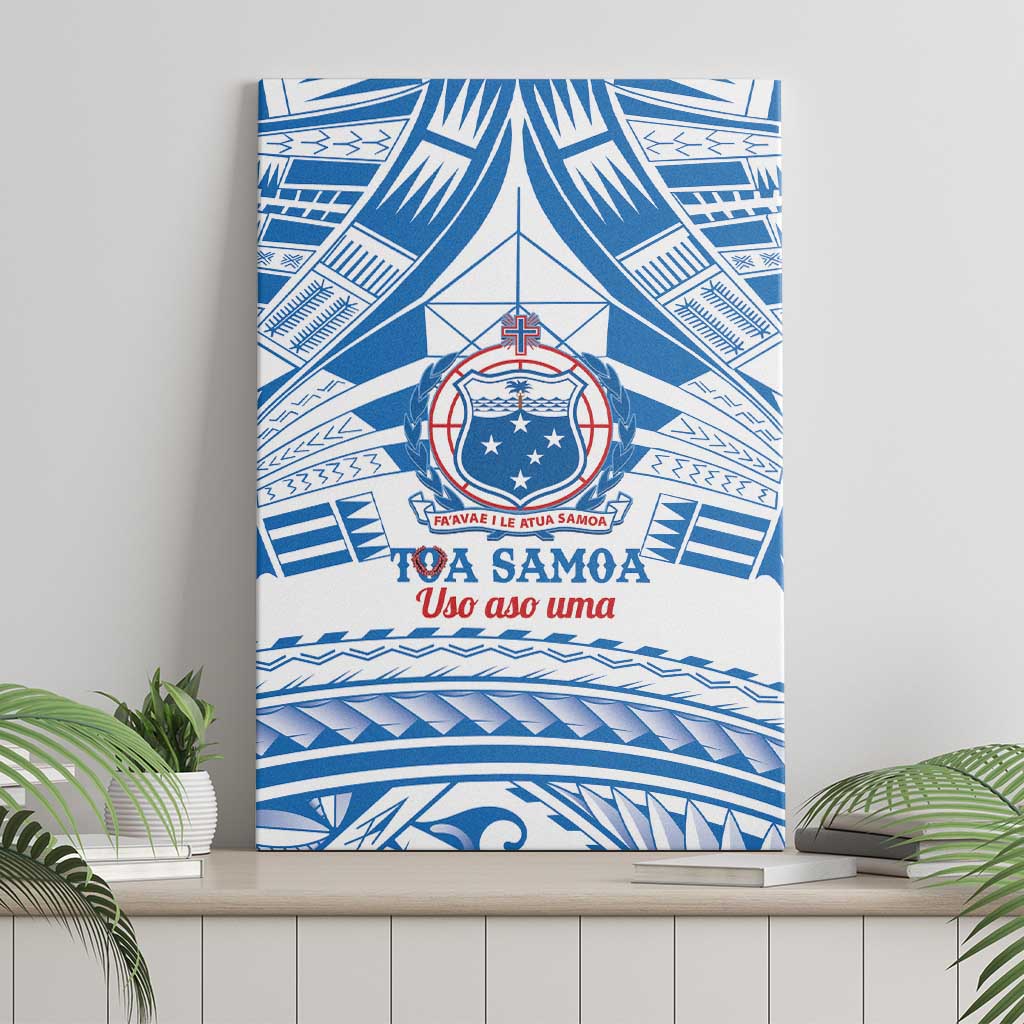 Toa Samoa Rugby Custom Canvas Wall Art Uso aso uma Samoan Pattern White - Polynesian Pride