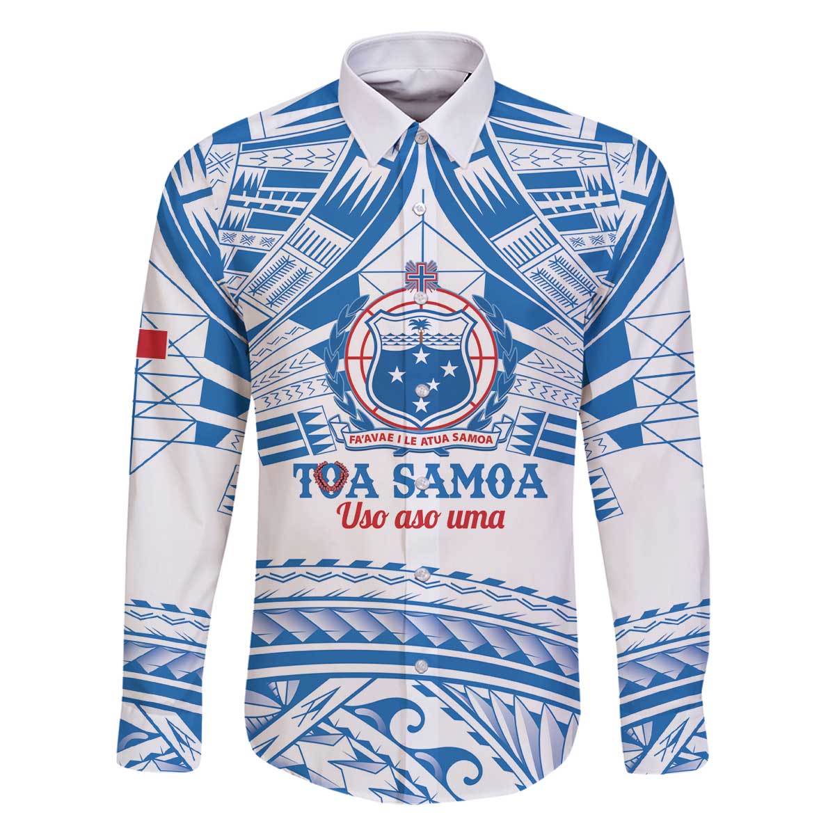 Toa Samoa Rugby Custom Family Matching Off The Shoulder Long Sleeve Dress and Hawaiian Shirt Uso aso uma Samoan Pattern White - Polynesian Pride