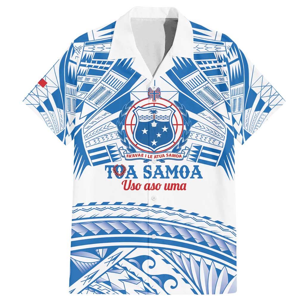 Toa Samoa Rugby Custom Family Matching Puletasi and Hawaiian Shirt Uso aso uma Samoan Pattern White - Polynesian Pride
