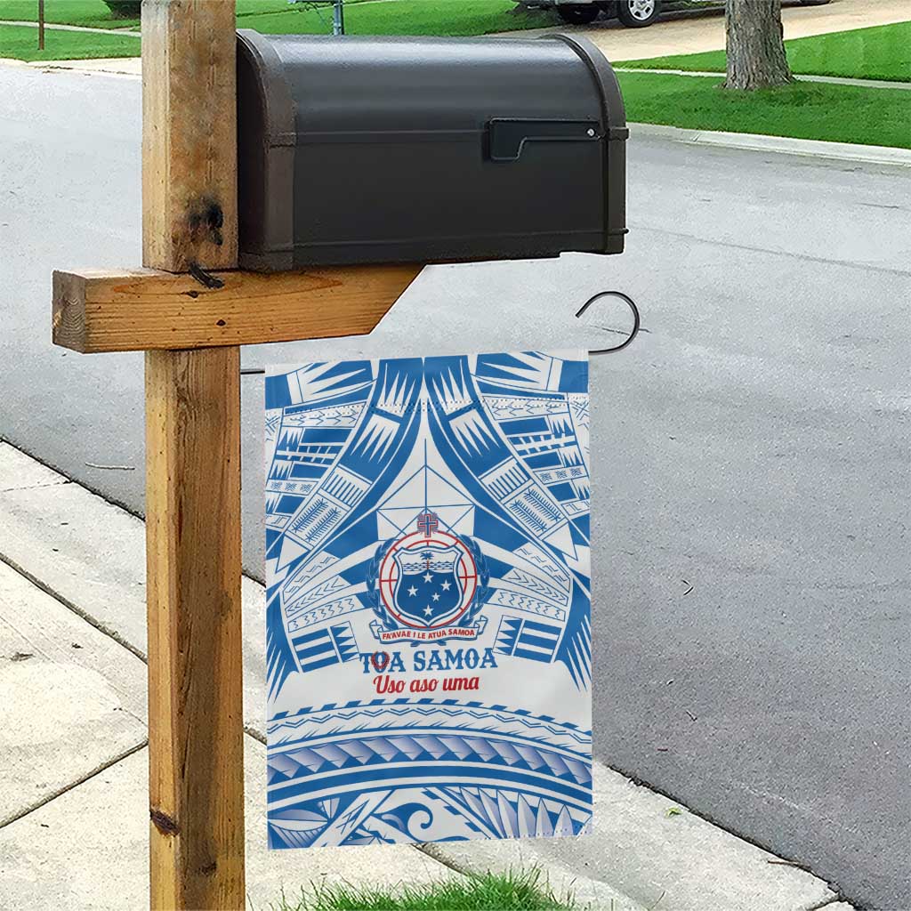 Toa Samoa Rugby Custom Garden Flag Uso aso uma Samoan Pattern White - Polynesian Pride