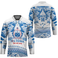 Toa Samoa Rugby Custom Hockey Jersey Uso aso uma Samoan Pattern White - Polynesian Pride