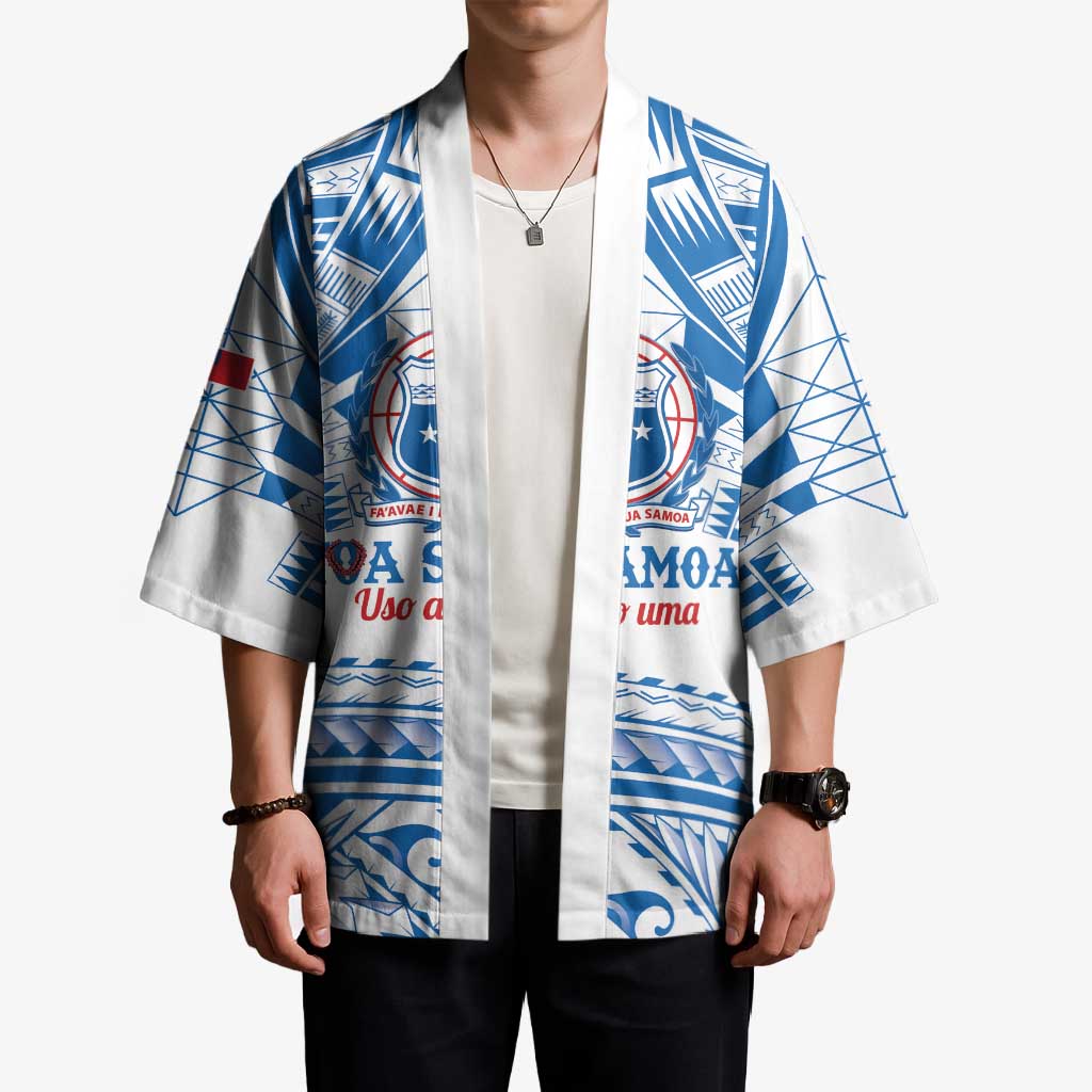 Toa Samoa Rugby Custom Kimono Uso aso uma Samoan Pattern White - Polynesian Pride