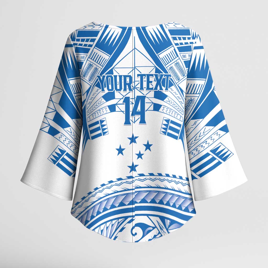 Toa Samoa Rugby Custom Kimono Sleeve Blouse Uso aso uma Samoan Pattern White - Polynesian Pride