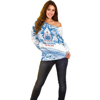 Toa Samoa Rugby Custom Off Shoulder Sweater Uso aso uma Samoan Pattern White - Polynesian Pride