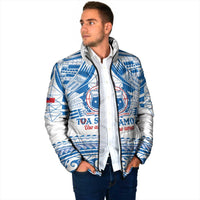 Toa Samoa Rugby Custom Padded Jacket Uso aso uma Samoan Pattern White - Polynesian Pride