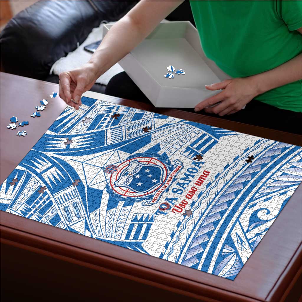 Toa Samoa Rugby Custom Puzzle Uso aso uma Samoan Pattern White - Polynesian Pride