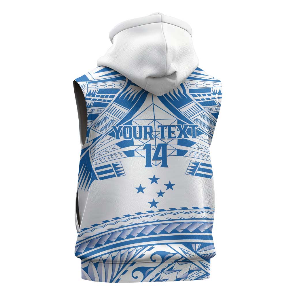Toa Samoa Rugby Custom Sleeveless Zip Hoodie Uso aso uma Samoan Pattern White - Polynesian Pride