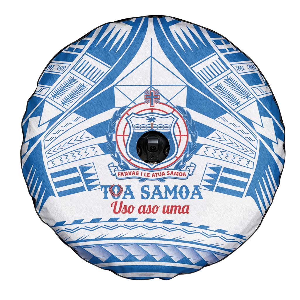Toa Samoa Rugby Custom Spare Tire Cover Uso aso uma Samoan Pattern White - Polynesian Pride
