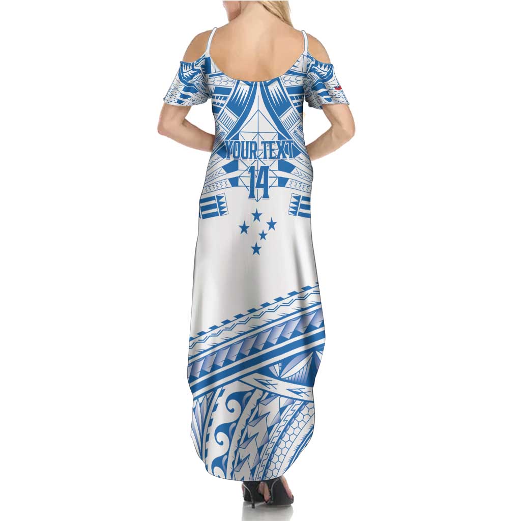 Toa Samoa Rugby Custom Summer Maxi Dress Uso aso uma Samoan Pattern White - Polynesian Pride