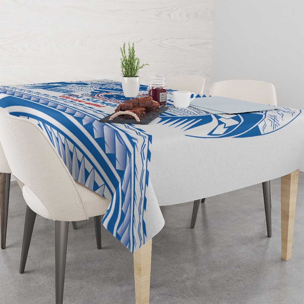 Toa Samoa Rugby Custom Tablecloth Uso aso uma Samoan Pattern White - Polynesian Pride