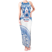 Toa Samoa Rugby Custom Tank Maxi Dress Uso aso uma Samoan Pattern White - Polynesian Pride