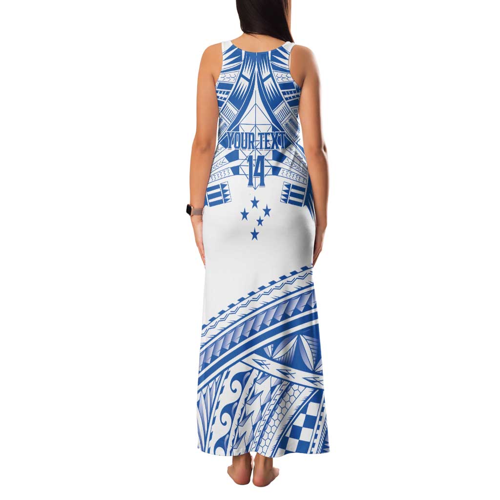 Toa Samoa Rugby Custom Tank Maxi Dress Uso aso uma Samoan Pattern White - Polynesian Pride