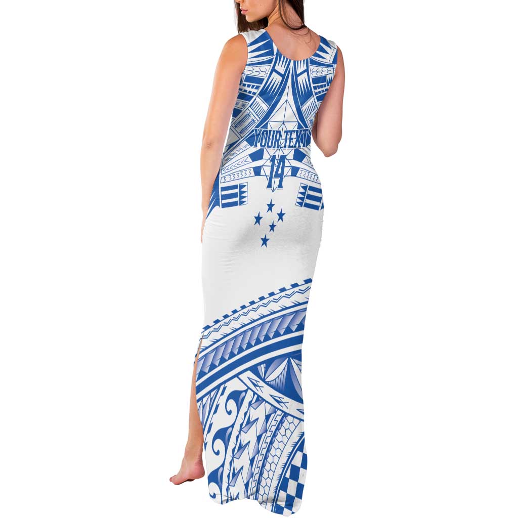 Toa Samoa Rugby Custom Tank Maxi Dress Uso aso uma Samoan Pattern White - Polynesian Pride