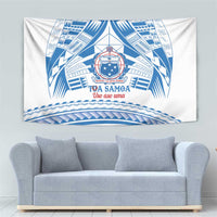 Toa Samoa Rugby Custom Tapestry Uso aso uma Samoan Pattern White - Polynesian Pride