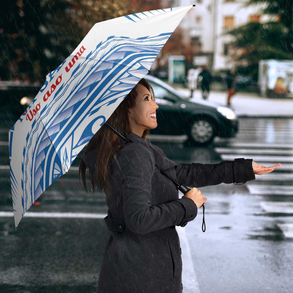 Toa Samoa Rugby Custom Umbrella Uso aso uma Samoan Pattern White - Polynesian Pride