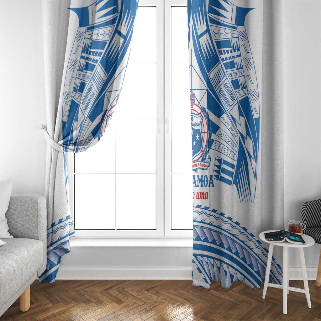 Toa Samoa Rugby Custom Window Curtain Uso aso uma Samoan Pattern White - Polynesian Pride