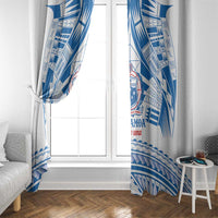 Toa Samoa Rugby Custom Window Curtain Uso aso uma Samoan Pattern White - Polynesian Pride