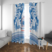 Toa Samoa Rugby Custom Window Curtain Uso aso uma Samoan Pattern White - Polynesian Pride