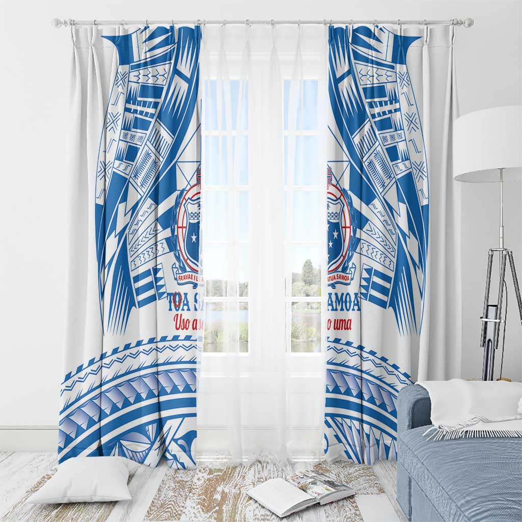 Toa Samoa Rugby Custom Window Curtain Uso aso uma Samoan Pattern White - Polynesian Pride