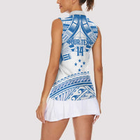 Toa Samoa Rugby Custom Women Sleeveless Polo Shirt Uso aso uma Samoan Pattern White - Polynesian Pride