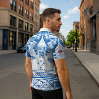 Toa Samoa Rugby Custom Zipper Polo Shirt Uso aso uma Samoan Pattern White - Polynesian Pride
