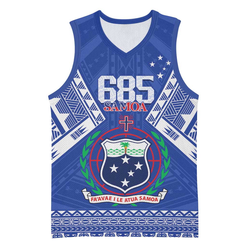 Personalised Samoa 685 Basketball Jersey Samoan Pride Coat Of Arms LT14 Unisex Blue - Polynesian Pride
