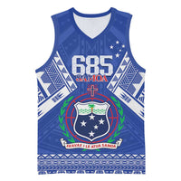 Personalised Samoa 685 Basketball Jersey Samoan Pride Coat Of Arms LT14 Unisex Blue - Polynesian Pride