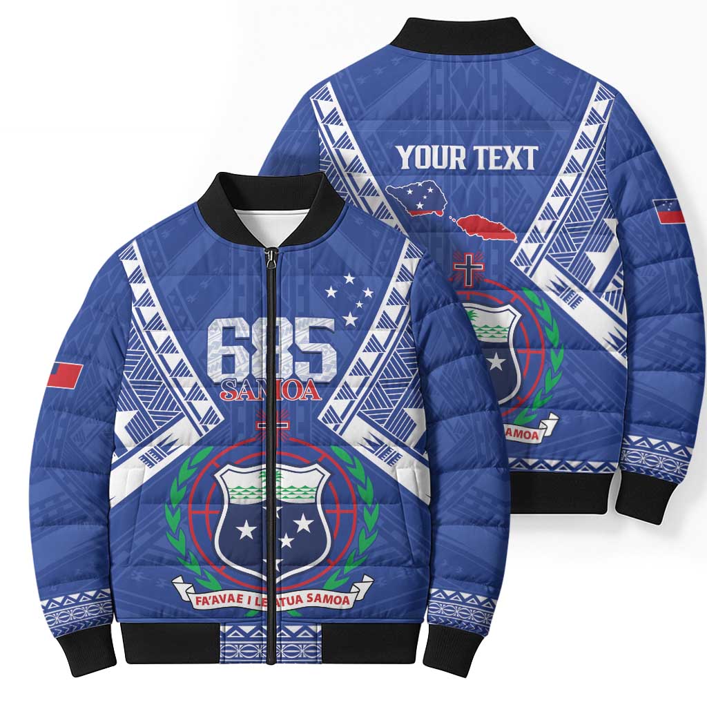 Personalised Samoa 685 Bomber Puffer Jacket Samoan Pride Coat Of Arms LT14 - Polynesian Pride