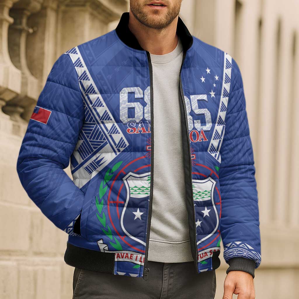 Personalised Samoa 685 Bomber Puffer Jacket Samoan Pride Coat Of Arms LT14 - Polynesian Pride