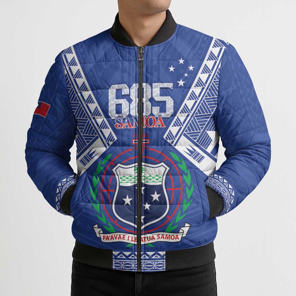 Personalised Samoa 685 Bomber Puffer Jacket Samoan Pride Coat Of Arms LT14 - Polynesian Pride