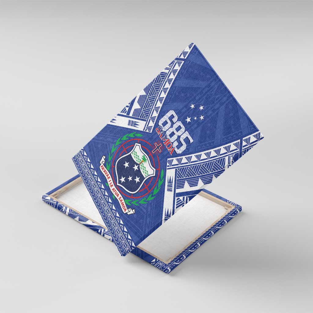 Samoa 685 Canvas Wall Art Samoan Pride Coat Of Arms LT14 With Frame Blue - Polynesian Pride