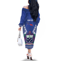 Personalised Samoa 685 Family Matching Off The Shoulder Long Sleeve Dress and Hawaiian Shirt Samoan Pride Coat Of Arms - Polynesian Pride