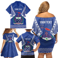 Personalised Samoa 685 Family Matching Off Shoulder Short Dress and Hawaiian Shirt Samoan Pride Coat Of Arms - Polynesian Pride